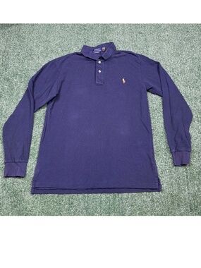 Ralph Lauren Polo Shirt Long Sleeve Size L Blue Long Sleeve Custom Slim Fit
